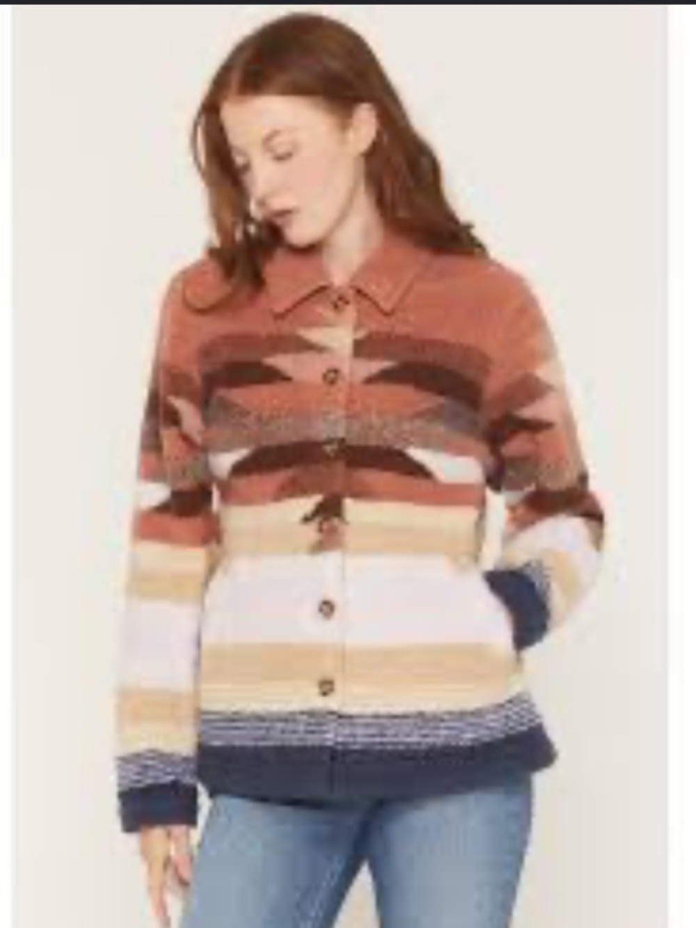 Idyllwind Southwestern Jacket Womens XS Multi-Stripe Sherpa Style Coral  astec